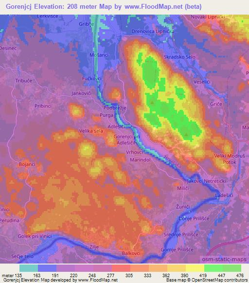 Gorenjcj,Slovenia Elevation Map