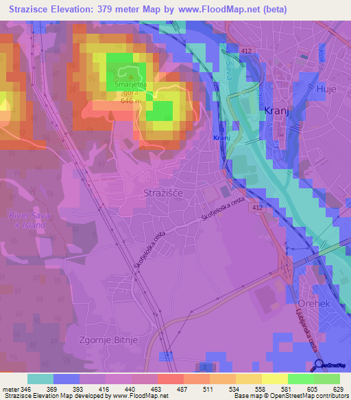 Strazisce,Slovenia Elevation Map