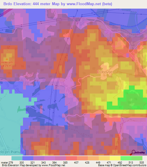 Brdo,Slovenia Elevation Map