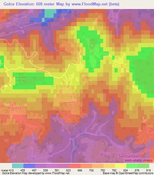 Golce,Slovenia Elevation Map