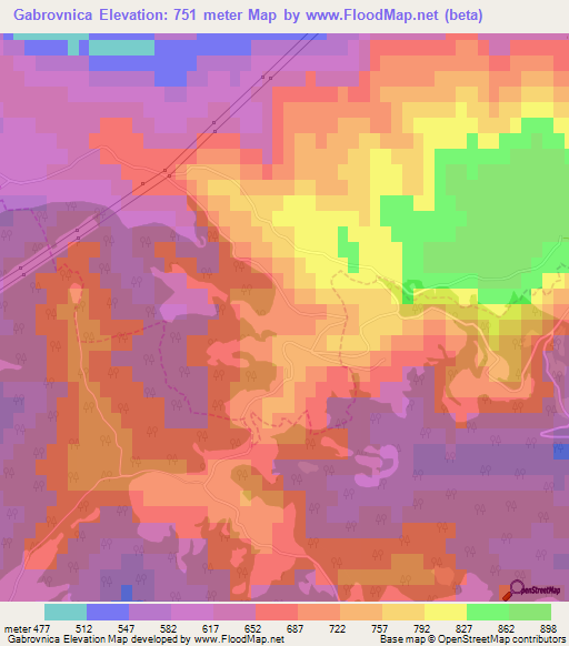 Gabrovnica,Slovenia Elevation Map