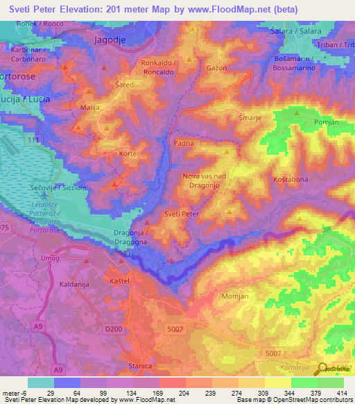 Sveti Peter,Slovenia Elevation Map