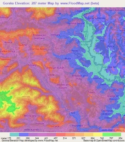 Gorska,Slovenia Elevation Map