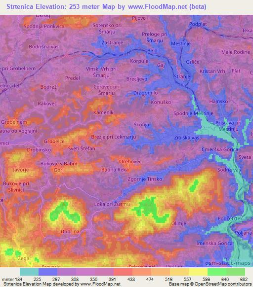 Strtenica,Slovenia Elevation Map