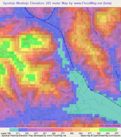 Spodnje Mestinje,Slovenia Elevation Map