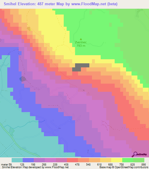 Smihel,Slovenia Elevation Map