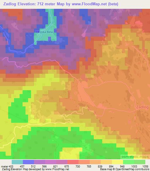 Zadlog,Slovenia Elevation Map