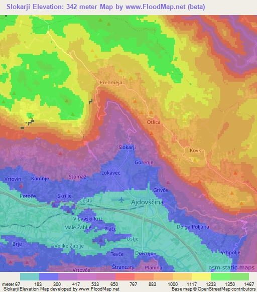 Slokarji,Slovenia Elevation Map