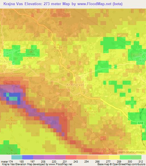 Krajna Vas,Slovenia Elevation Map