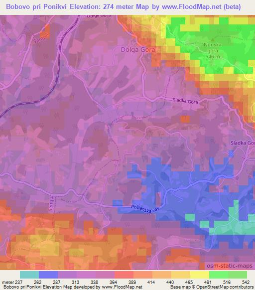 Bobovo pri Ponikvi,Slovenia Elevation Map