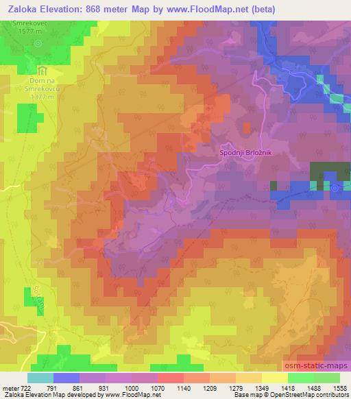 Zaloka,Slovenia Elevation Map