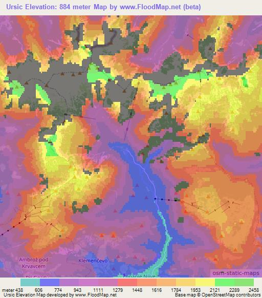 Ursic,Slovenia Elevation Map