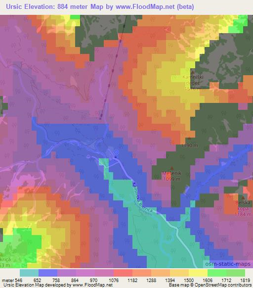 Ursic,Slovenia Elevation Map