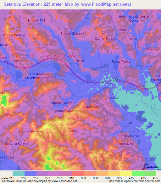 Setarova,Slovenia Elevation Map