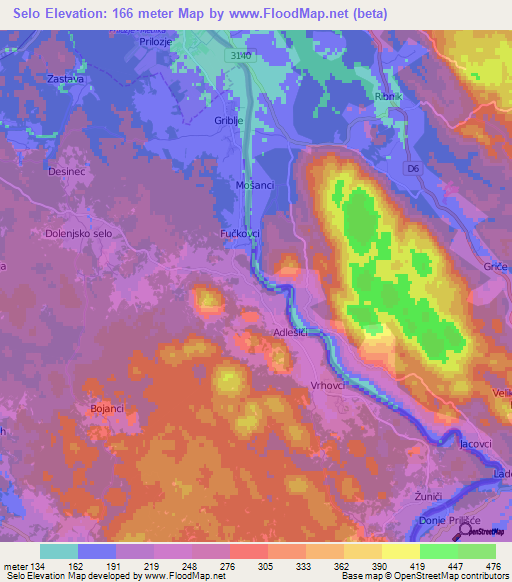 Selo,Slovenia Elevation Map