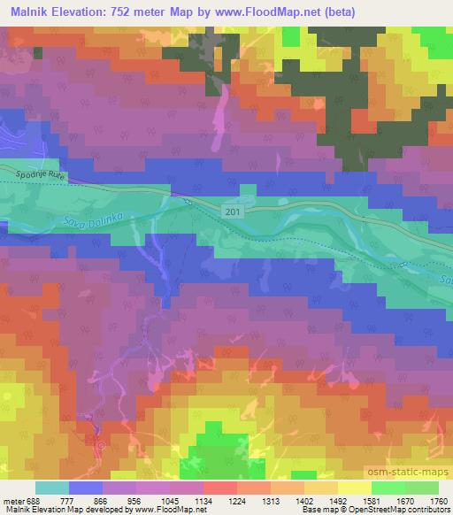 Malnik,Slovenia Elevation Map