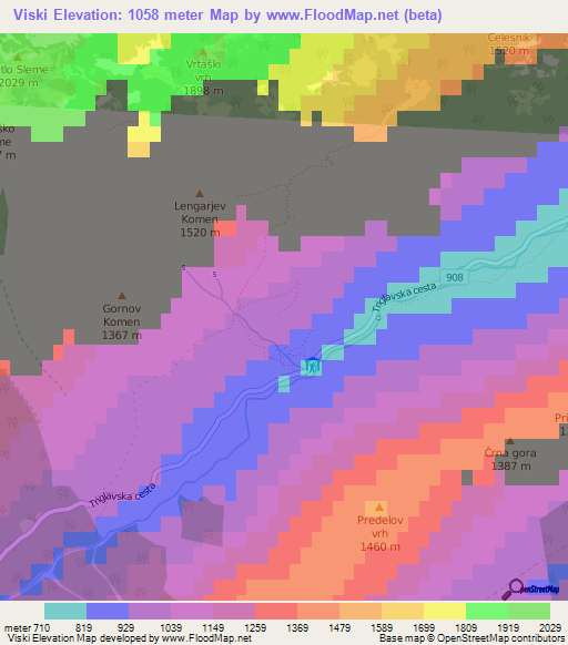 Viski,Slovenia Elevation Map