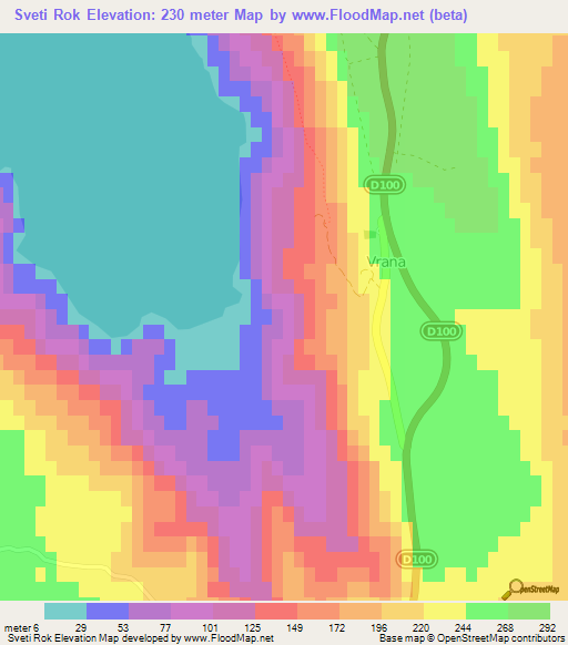 Sveti Rok,Croatia Elevation Map