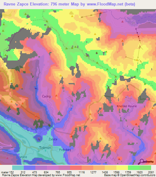 Ravne Zapce,Slovenia Elevation Map