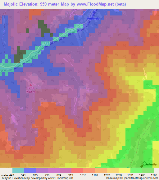 Majolic,Slovenia Elevation Map