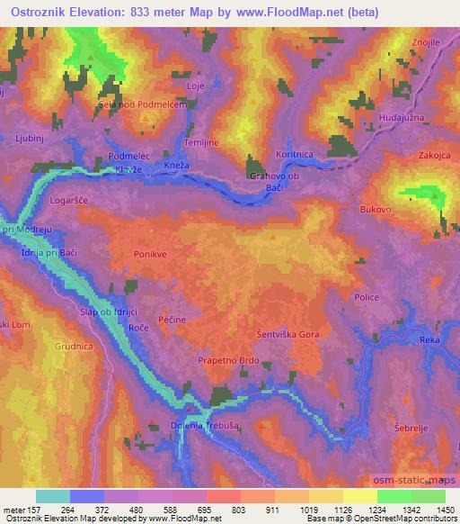 Ostroznik,Slovenia Elevation Map