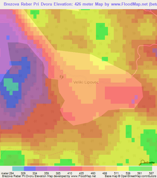 Brezova Reber Pri Dvoru,Slovenia Elevation Map