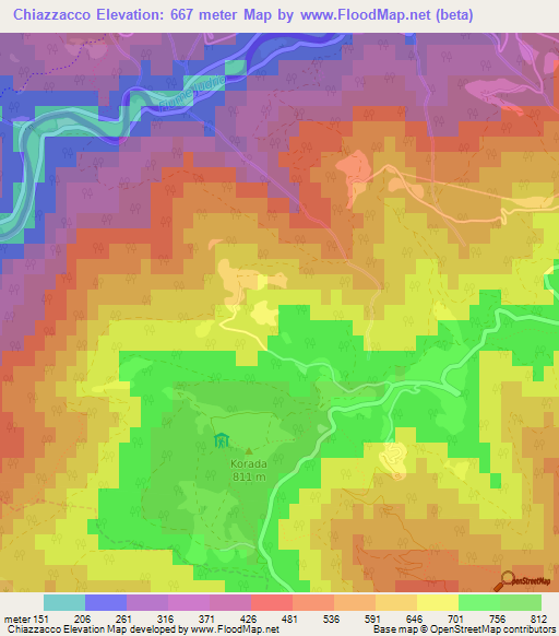 Chiazzacco,Slovenia Elevation Map