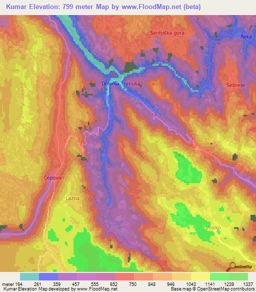 Kumar,Slovenia Elevation Map