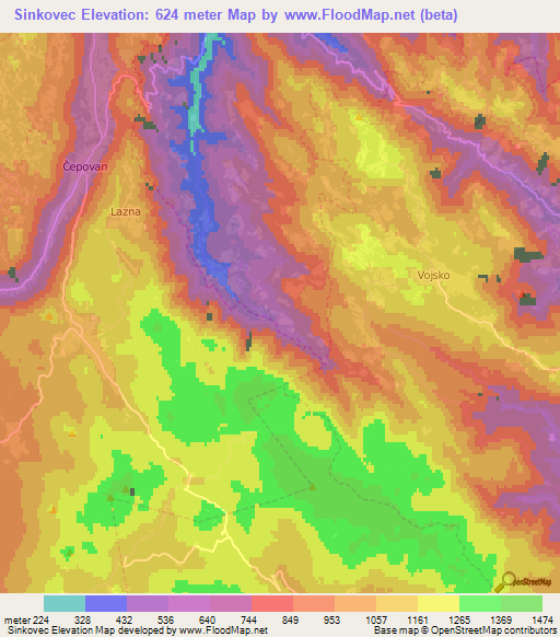 Sinkovec,Slovenia Elevation Map