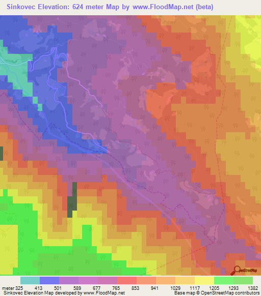 Sinkovec,Slovenia Elevation Map