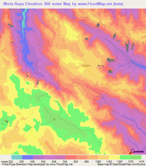 Mrzia Rupa,Slovenia Elevation Map