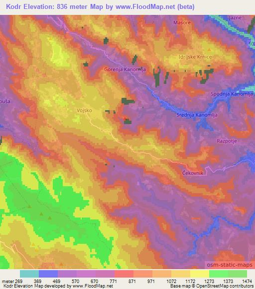 Kodr,Slovenia Elevation Map