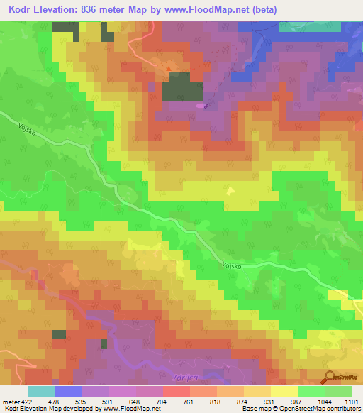 Kodr,Slovenia Elevation Map