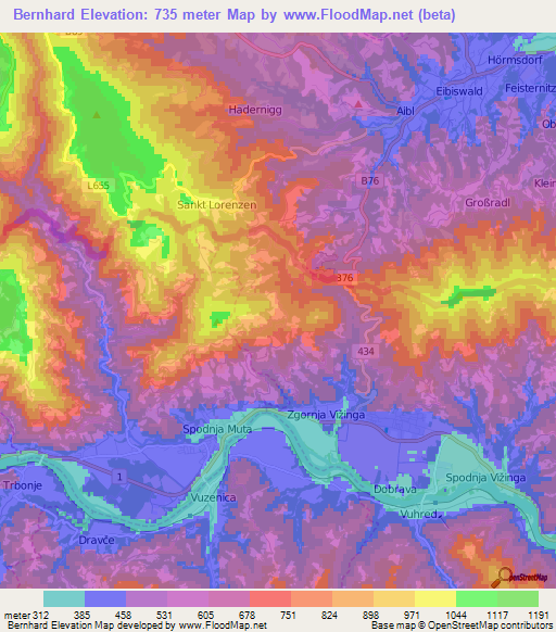 Bernhard,Slovenia Elevation Map