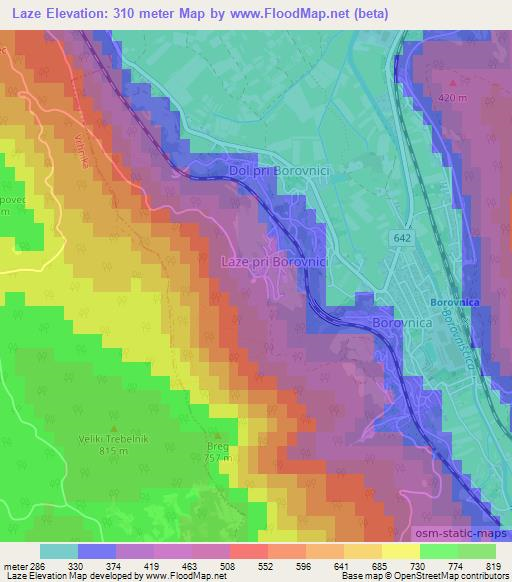 Laze,Slovenia Elevation Map