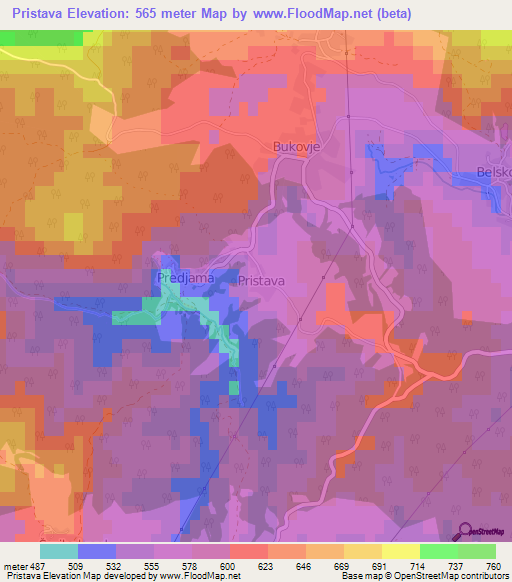 Pristava,Slovenia Elevation Map