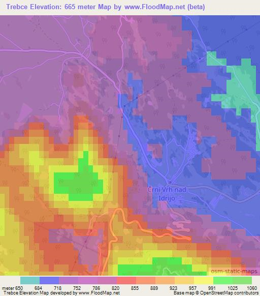 Trebce,Slovenia Elevation Map