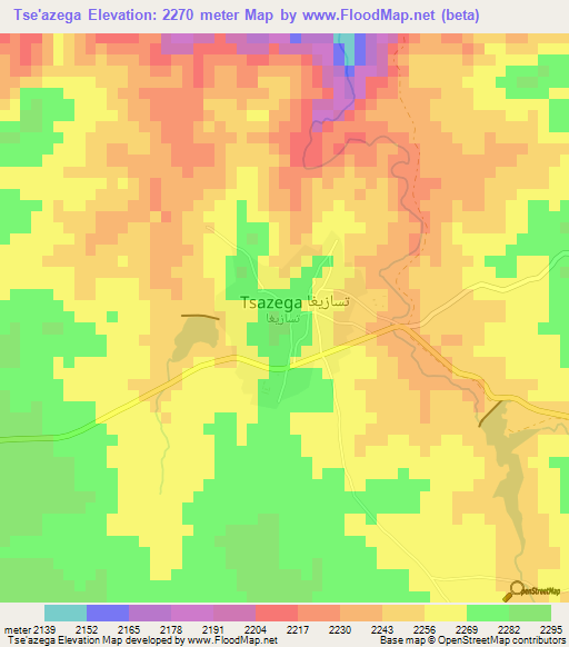 Tse'azega,Eritrea Elevation Map