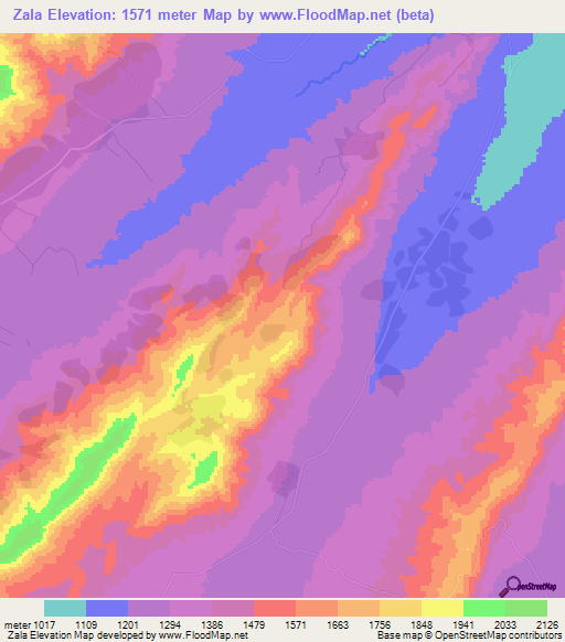 Zala,Ethiopia Elevation Map