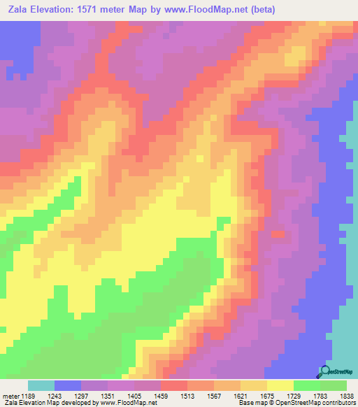 Zala,Ethiopia Elevation Map