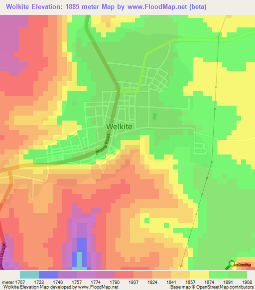 Wolkite,Ethiopia Elevation Map