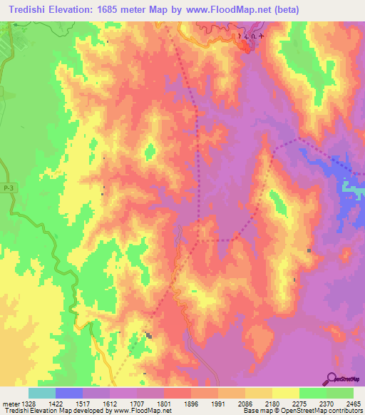 Tredishi,Eritrea Elevation Map