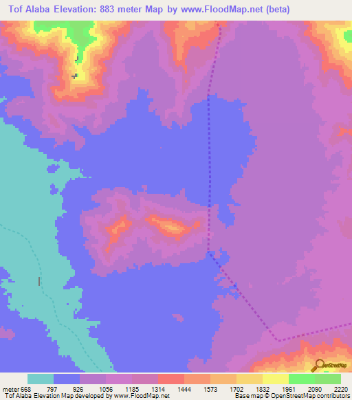 Tof Alaba,Eritrea Elevation Map