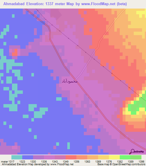 Ahmadabad,Iran Elevation Map
