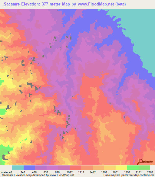 Sacatare,Eritrea Elevation Map