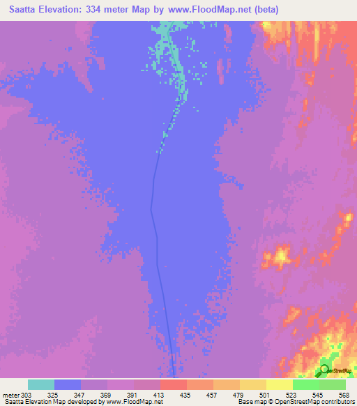 Saatta,Eritrea Elevation Map