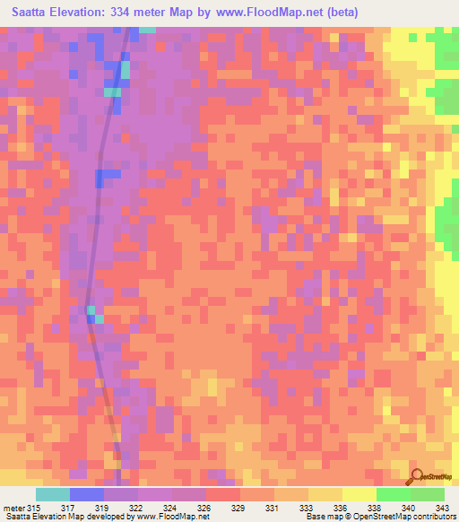 Saatta,Eritrea Elevation Map