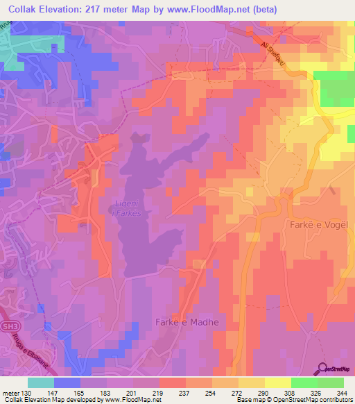 Collak,Albania Elevation Map