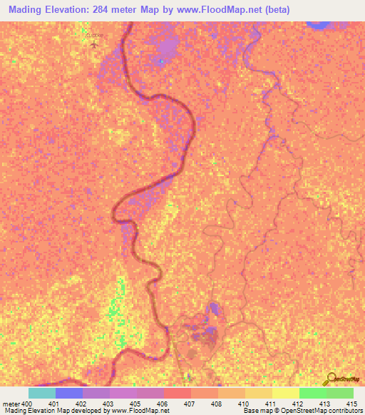 Mading,Ethiopia Elevation Map