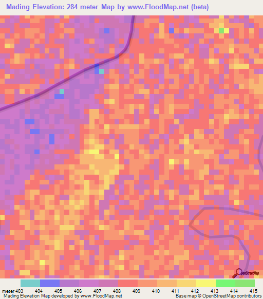 Mading,Ethiopia Elevation Map